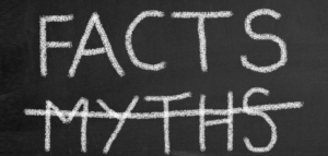 sign with the word facts and the word myths crossed out