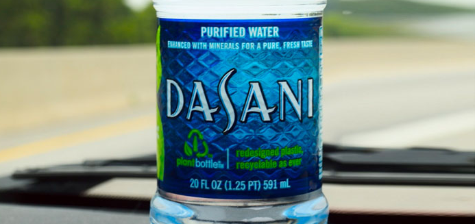 bottle of dasani water