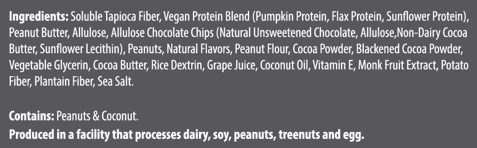 Peanut Butter Brownie Catalyst Bar ingredient list